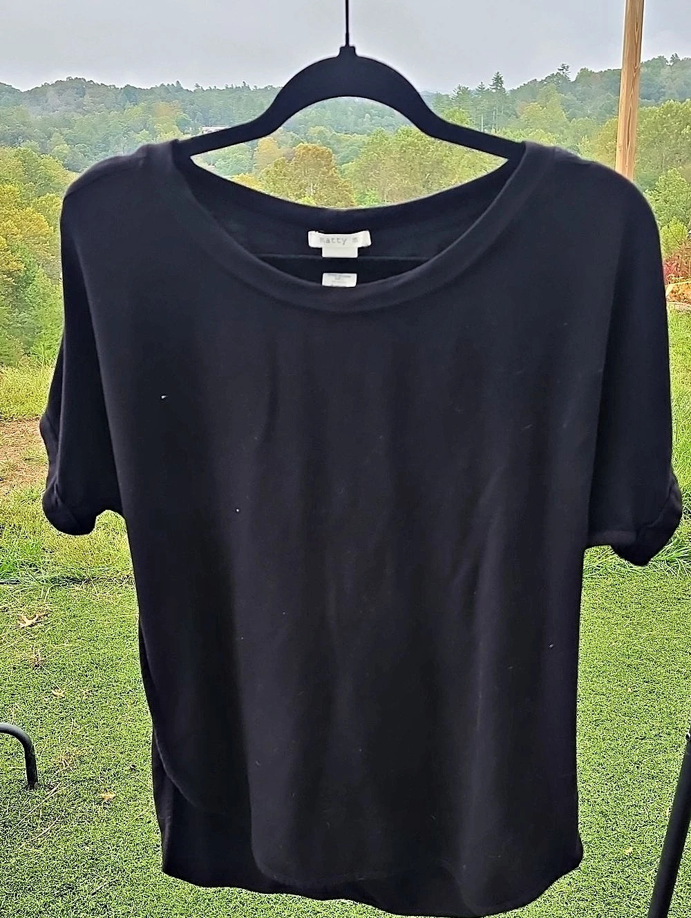 Matty M Short Sleeve Top in Black Size Large